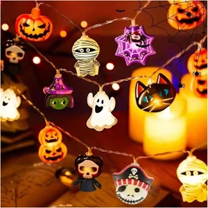 Halloween LED String Lights –20 Feet 40-Light Pumpkin Ghost Bat Spider Lights – - Picture 1 of 15