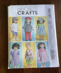 McCall's M6137 - Sewing Pattern 18" Doll Top, Shorts, Coat, Dress Uncut - Picture 1 of 2