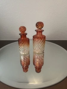 Baccarat Set Of Two Rose Swirl Perfume Bottles - Picture 1 of 16