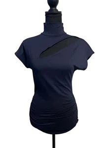 Susana monaco Asymmetrical navy Sleeveless Top key hole workattire professional - Picture 1 of 10