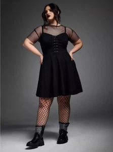 NWT Torrid Nightfall Corset Mini Dress Deep Black Plus Size 3x - Picture 1 of 5