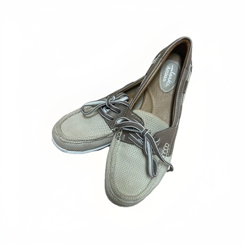 Scarpe da barca Clarks Artisan donna basse taglia 6 M pelle marrone comode casual