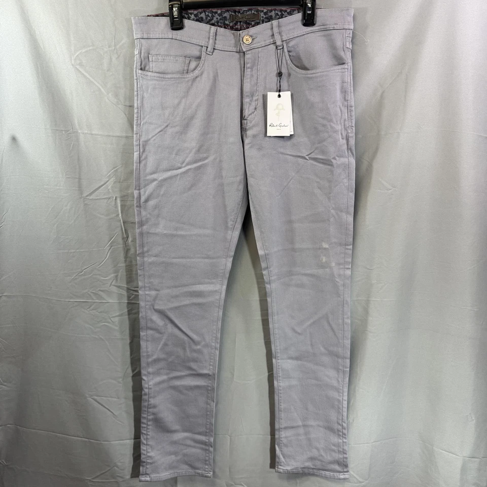 Pantalones Robert Graham Para Hombre 32 Gris Lemont Algodón Elástico Informales Calce Ajustado Nuevos Foto 1 de 4