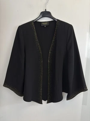 Giovanna Ladies 16W Black Blazer Jacket Polyester Open-Front Gold Rhinestones - Image 1 of 4