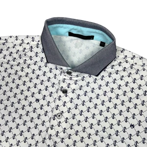 Greyson Polo Shirt Mens Medium White Wolf Print Golf Performance Short Sleeve - Picture 1 of 10