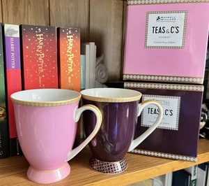 2 X MAXWELL & WILLIAMS TÉS & C’s TAZAS KASBAH PATAS VIOLETA ROSA INTENSO PORCELANA - Imagen 1 de 11