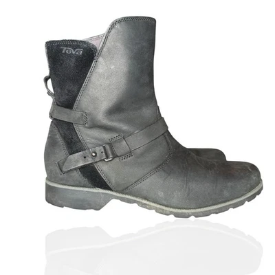 Водонепроницаемые сапоги Teva 9.5 De La Vina Dos из черной кожи замши с пряжкой на молнии - Изображение 1 из 4