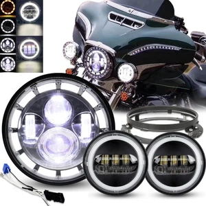 7" LED Headlight + 4.5" Fog Passing Lights for Harley-Davidson Touring Road King - Picture 1 of 24