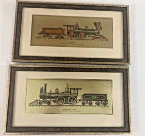 Locomotive Foil Etched Framed Art Central Pacific Jupiter & Central Pacific 119 - Picture 1 of 14
