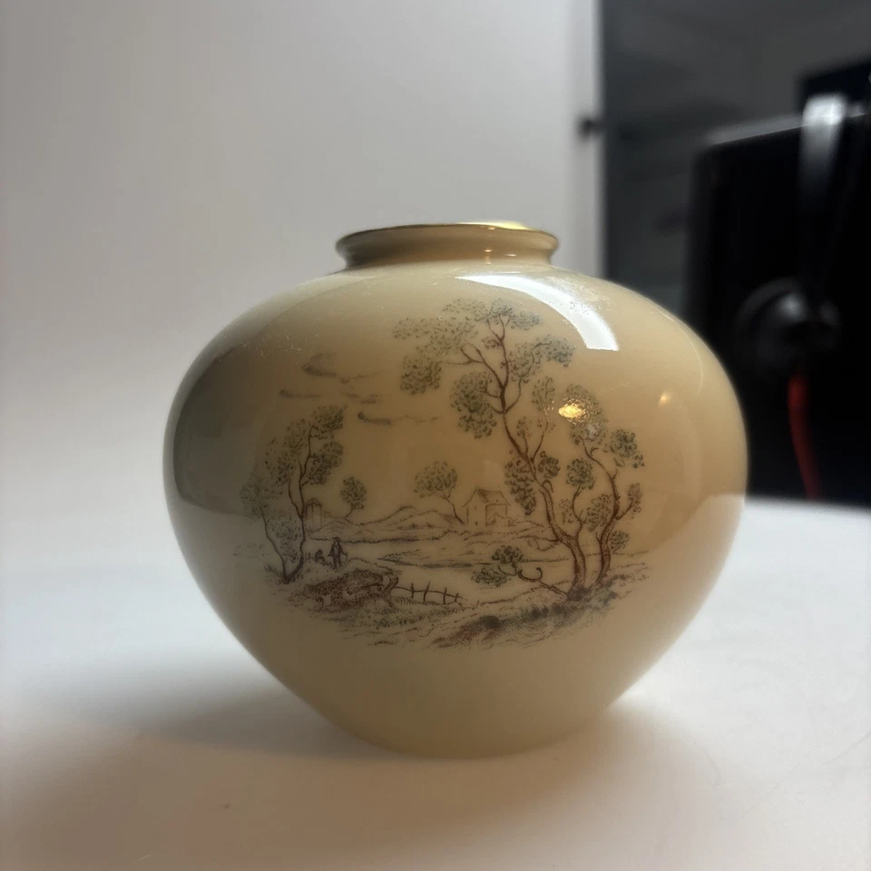 2511002 Fürstenberg Porzellan Vase, Kugelvase, Dekor Bäume Landschaft ca. 9,5 cm - Bild 1 von 4