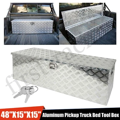 48"X15"X15" X-LARGE ALUMINUM PICKUP TRUCK BED TOOL BOX TRAILER STORAGE+LOCK& KEY - Image 1 of 4