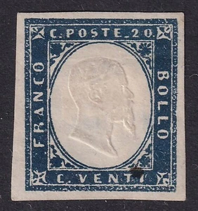 SARDINIA 1862 Victor Emmanuel II 20c Indigo SG 48 MH/* (CV £140) - Picture 1 of 1