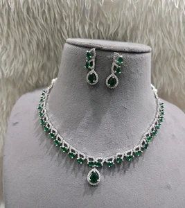 Indian Bollywood Bridal Party Wear Silver Plated Cz Jewellry Weding Women Mi-172 - Picture 1 of 6