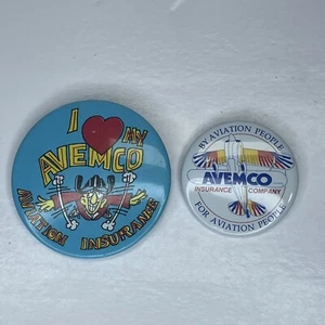 (2) Pulsanti Pinback Pubblicità Vintage Avemco Assicurazione Aviazione - Foto 1 di 5