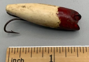 Trout-Oreno Style Vintage Flyrod Sized Wood Fishing Lure, White with Red Head - Picture 1 of 2