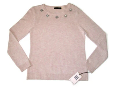 NUEVO CON ETIQUETAS $89 Mujeres Ivanka Trump Rosa Pálido Vacaciones Navidad Suéter Grande L Foto 1 de 4