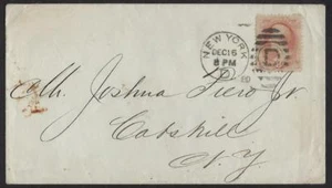 US 1880 Sc 208 6 CENTS DULL ROSE WELL CENTERED LARGE MARGINS TIED NEW YORK D DEC - Picture 1 of 2