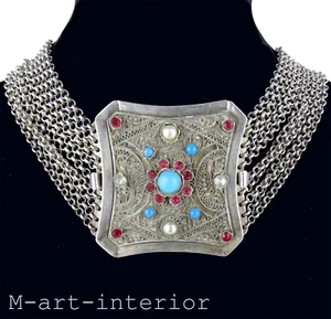 Antike Kropfkette, 13 lot Silber, Wagner Schwäbisch Gmünd, Biedermeier um 1820 - Bild 1 von 8