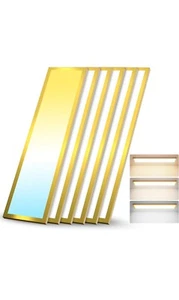 NEW 1x4 LED Flat Panel Light Flush Mount - Gold 6 Pack - Picture 1 of 4