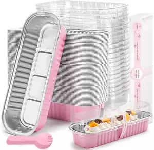 50 Pack Mini Loaf Pans with Lids Rectangle Individual Cake Pans Aluminum Foil Pa - Picture 1 of 7