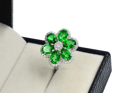 7X5 MM Oval Cut Natural Green Topaz Gemstone Ring 925 Sterling Silver Jewelry - Image 1 of 4