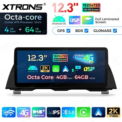 XTRONS 12,3" Android 14 Autoradio 4+64GB LTE 4G GPS Navi DSP für BMW F10 F11 CIC - Bild 1 von 4