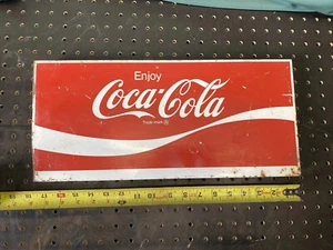Original Vintage Coca-Cola Metal Rectangular Sign 18x8” Enjoy Coca Cola - Picture 1 of 15
