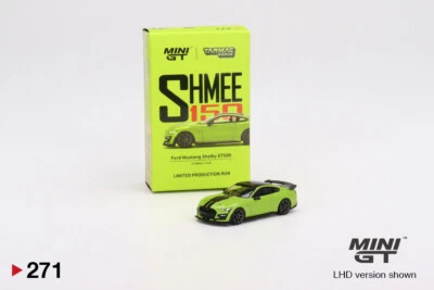 Mini GT x Tarmac Works 1:64  Ford Mustang Shelby GT500 Grabber Lime MGT00271-L - Image 1 of 4