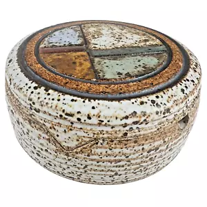 VTG 1970s J. Wells Studio Pottery Lidded Ashtray – Signed MCM Speckled Stoneware - Picture 1 of 12
