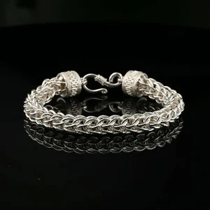 Pulsera de cadena gruesa bizantina de plata esterlina con cierre de gancho en S, 8 pulgadas, unisex - Imagen 1 de 4