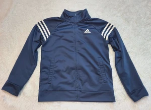 Adidas Athletic Tracksuit Dark Blue White 3 Stripe Youth M 10/12 full zip jacket - Picture 1 of 5
