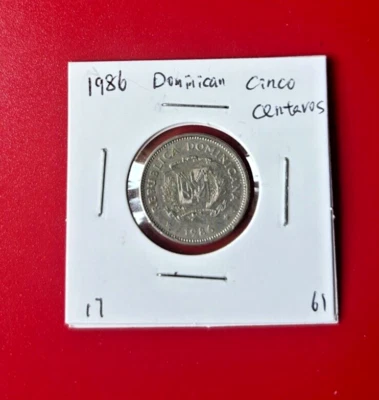 1986 CINCO CENTAVOS Dominican Republic COIN - NICE WORLD COIN !!! - Image 1 of 2