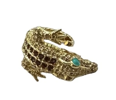 NUEVO Anillo envolvente de cocodrilo dorado con piedras de imitación turquesa y rubí talla 6 Foto 1 de 4