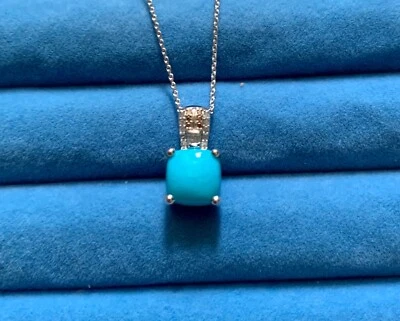 Collar de la Bella Durmiente Turquesa, Champán Natural y Diamantes Blancos - 20 pulgadas Foto 1 de 4