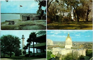 1960s Frederica St Simons Island Lighthouse Christ Church Georgia Postcard LOT - Picture 1 of 9