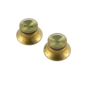 4 Gibson Style Left Hand Bell Reflector Knobs Gold/Gold fit Les Paul USA - Picture 1 of 2