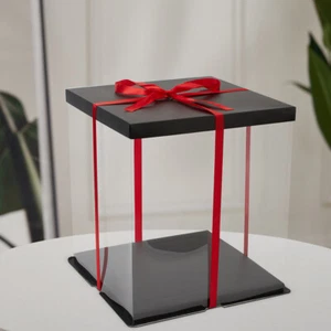 Large Clear PVC Gift Boxes Cake Candy Packaging Transparent Box Wedding Favors - Picture 1 of 38