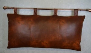 Double Bed Size Wall Hanging Headboard Cushion in Premium Chestnut Faux Leather - Picture 1 of 3