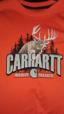 Camiseta Buck Masculina Tamanho 14/16 Carhartt Laranja Manga Longa "Wildlife Tracker"-CA8712 - Imagem 1 de 4