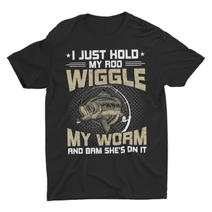 Lustiges Angeln Geschenk Shirt, I Just Hold My Fishing Rod - Bild 1 von 8
