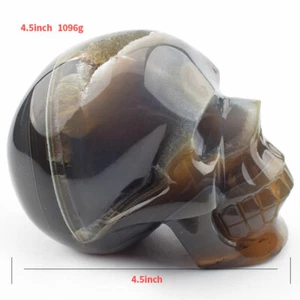 4.5'' Natural Geode AGATE Carved Realistic - Skulls ，Gemstone & Crystal - Picture 1 of 9