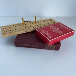 RARE 1940's Drueke VOL.105 Small Folding Wood Cribbage Board  KALAMAZOO CARDS 