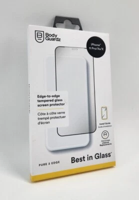Protector de pantalla de vidrio templado BodyGuardz Pure 2 bordes para iPhone 11 Pro/Xs/X Foto 1 de 4