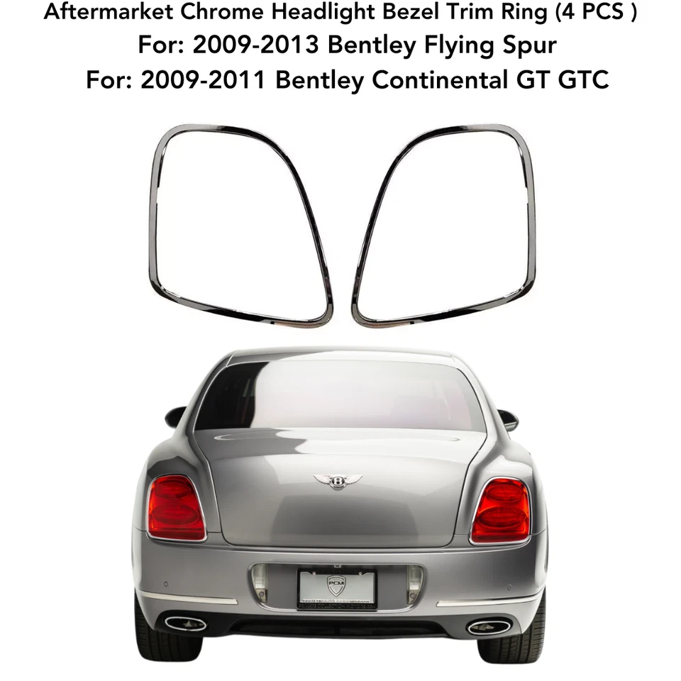 Taillight Bezel Chrome Ring Trim Bentley 09-13 Flying Spur & 09-11 GT GTC USA - Image 1 of 1