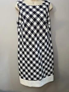 Brooks Brothers ärmelloses Etuikleid Damen Größe 8 marineblau weiß Schrägschnitt Gingham - Bild 1 von 4