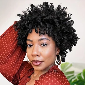 Short Dreadlock Wig for Black Women And Men Afro Curly Faux Locs Hair Wigs Black - Picture 1 of 11