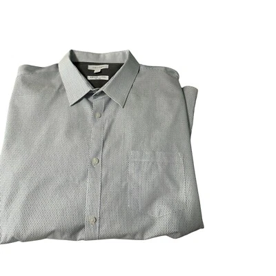 НОВЫЙ С ЯРЛЫКАМИ CALVIN KLEIN МУЖСКОЙ ДЛИННЫМ РУКАВОМ ПЛАТЬЕ РУБАШКА РЕГУЛЯРНЫЙ FIT-СЕРЫЙ - XL - Изображение 1 из 4