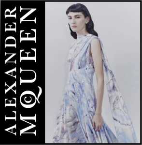 Vestido midi estampado Alexander McQueen William Blake Dante, US6 IT42 - Imagen 1 de 20
