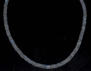 Rainbow Moonstone Gemstone 5mm Tire Beads 925 Fine Silver 20" Strand Necklace F4 - Picture 1 of 6