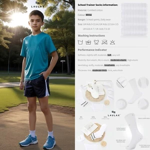 Boys kids sport crew socks lightweight cotton school seamless smooth 5 pairs - Picture 1 of 32